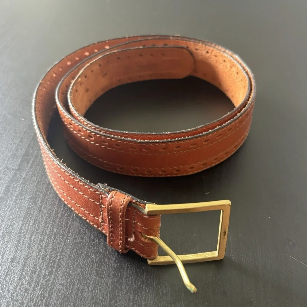 Weil's Iowa USA Made Oil Tanned Leather Belt Western Chestnut Brown‎ SZ 34 (38